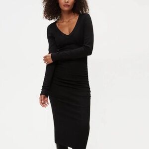 Micheal Stars Elegant Black Maxi Dress with Rouched Waist Sz Med